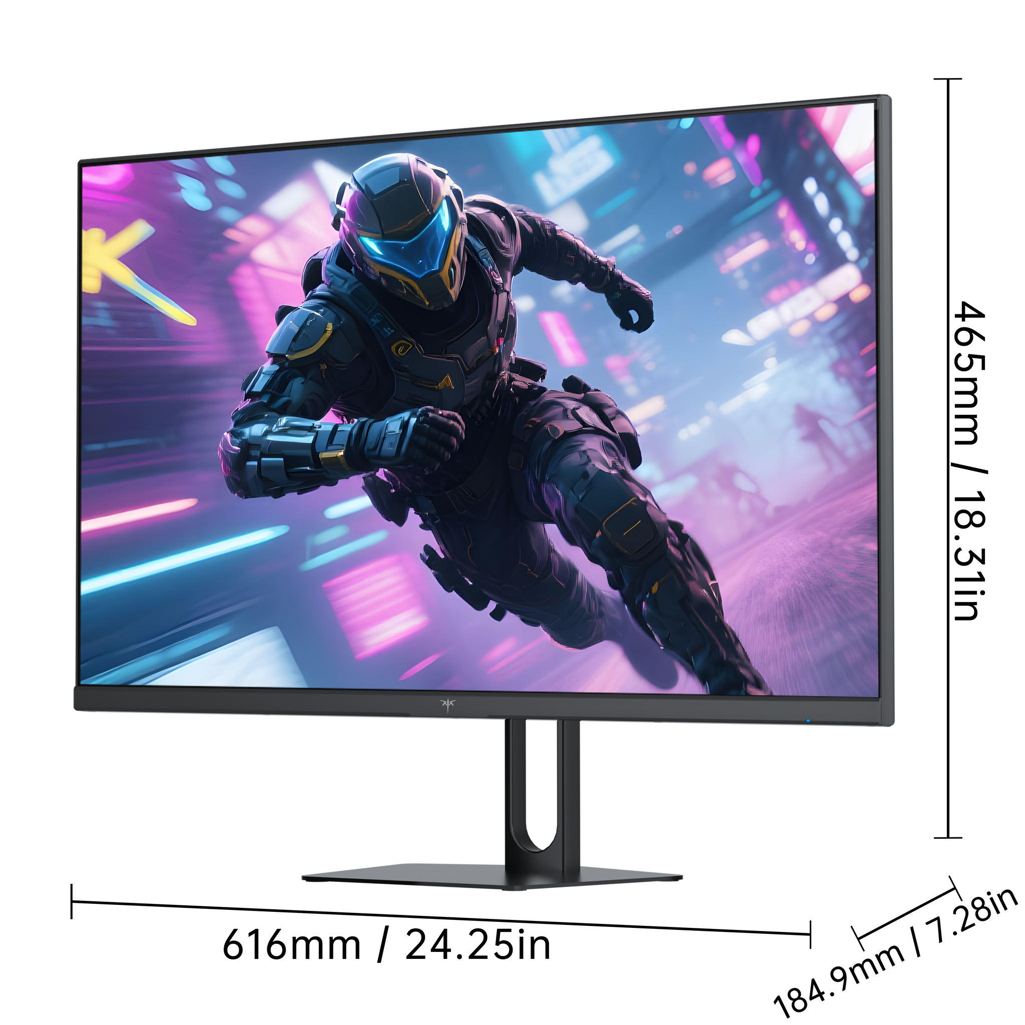 KTC 27 inch gaming monitor with cyberpunk-style image of a cyborg running, perfect for esports players.
