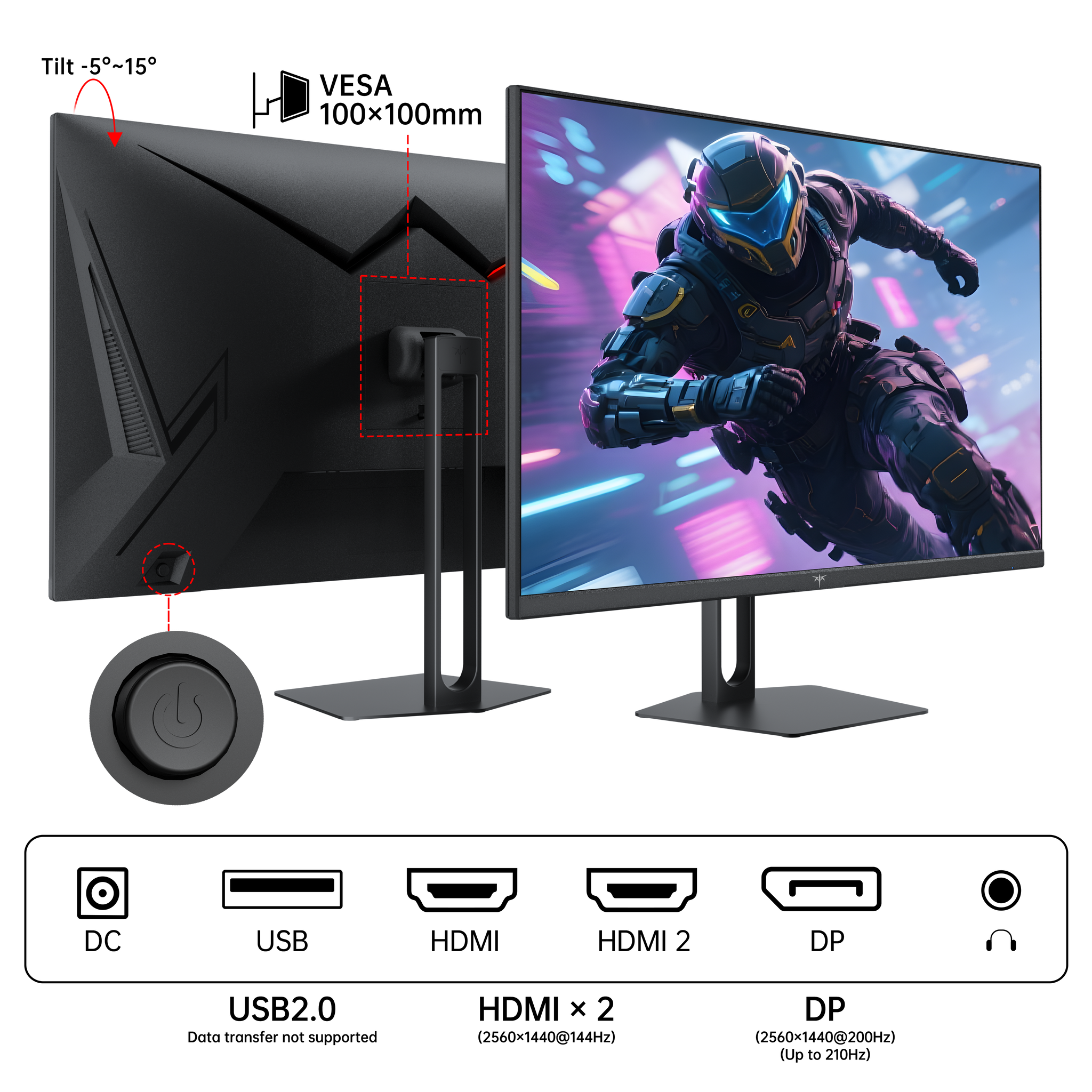 KTC 27-inch gaming monitor with a cyborg in a futuristic cityscape; perfect for esports players