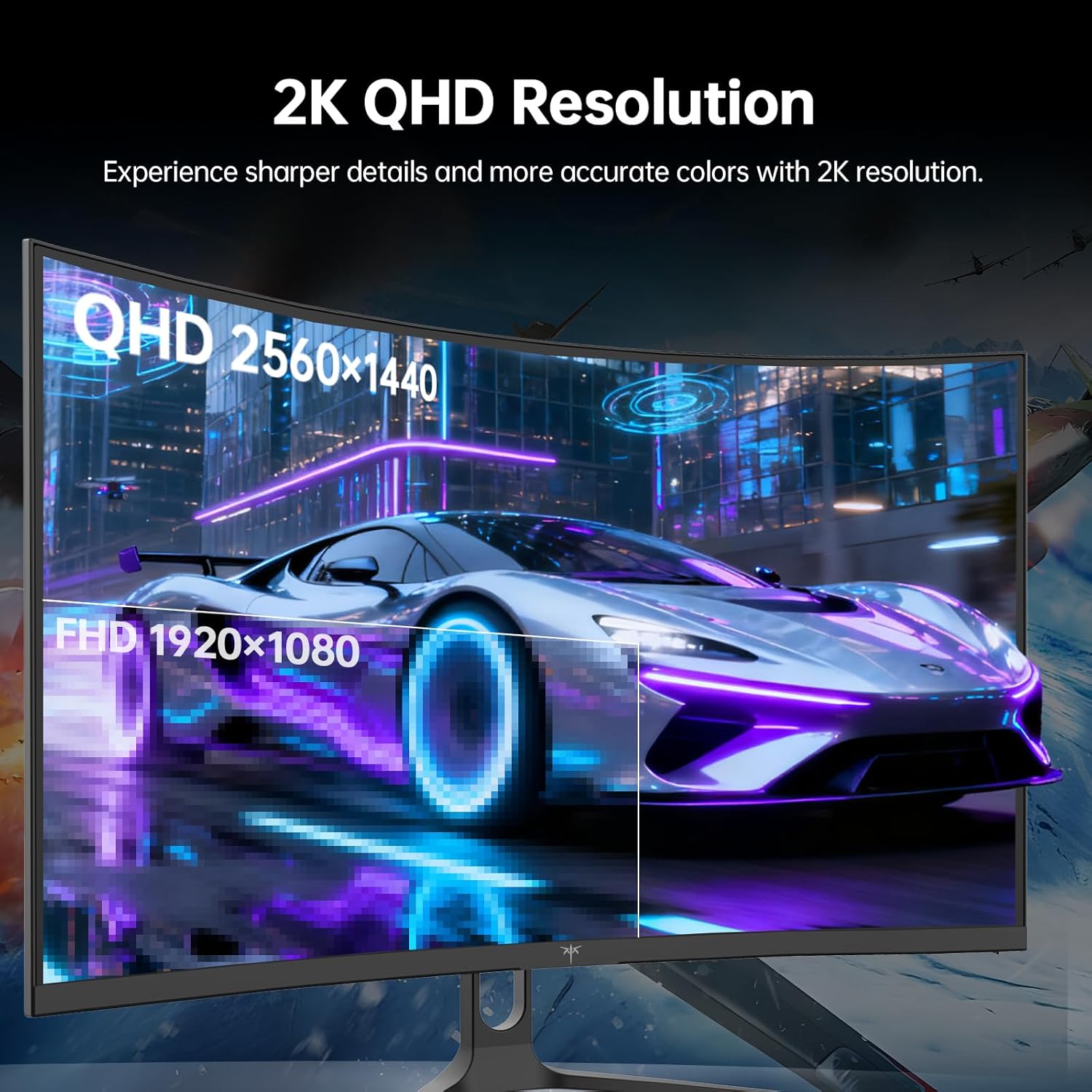 KTC 32-inch curved gaming monitor displaying a racing game on screen