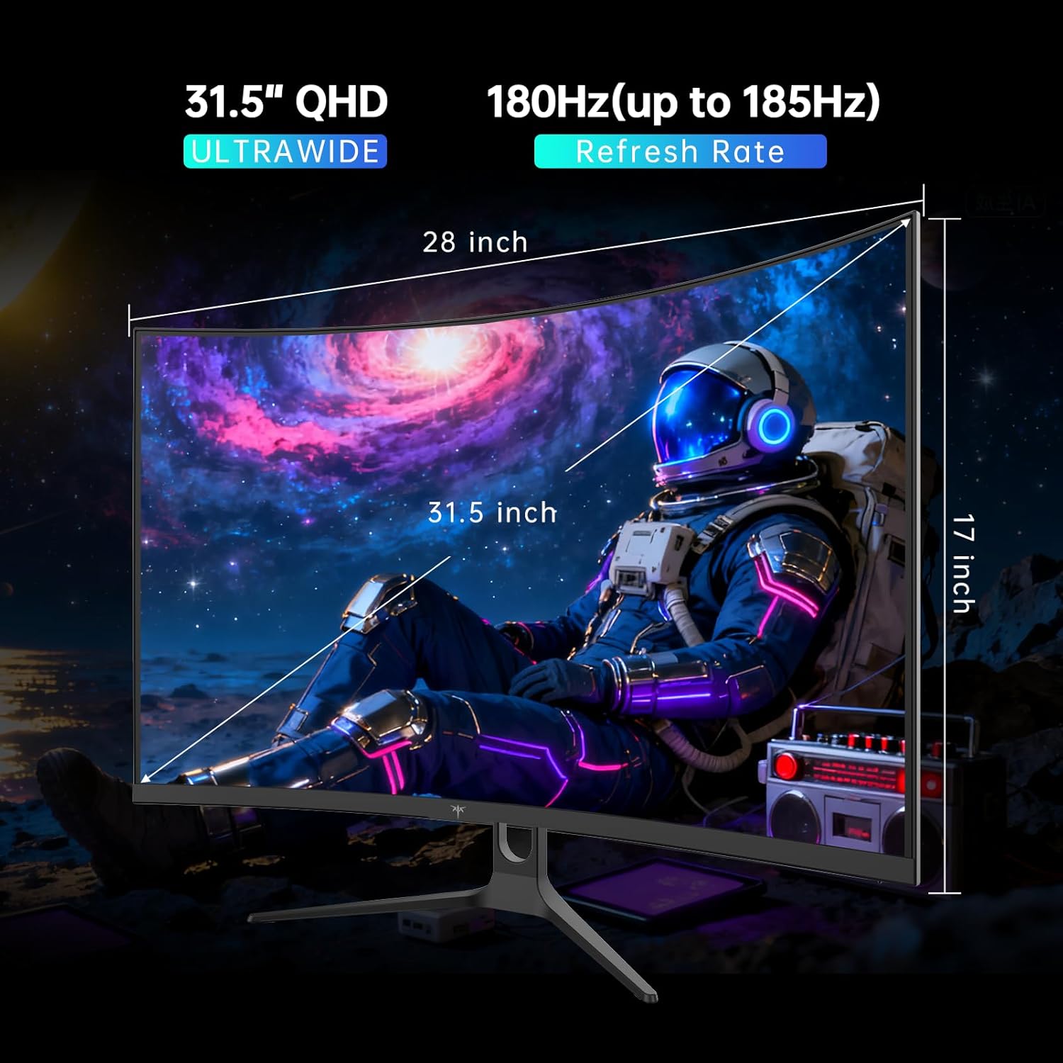 KTC 32-inch 2K curved gaming monitor with platinum silver bezel and esports display