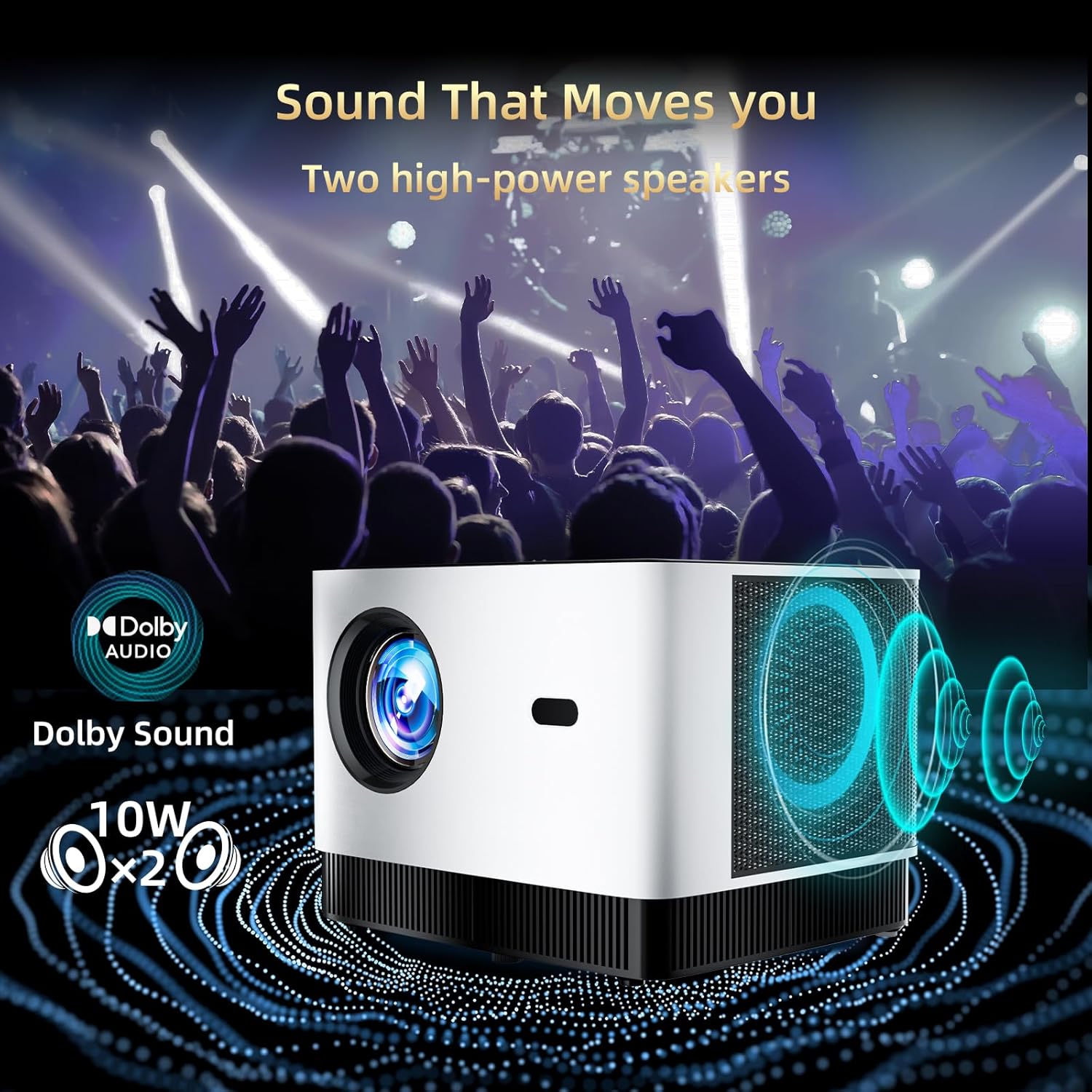 KTC P10 smart projector with lens, vents, and built-in speaker for 1080P and 4K support