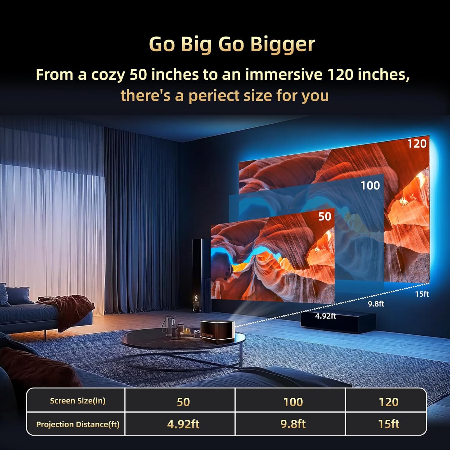 KTC P10 smart projector in black with Netflix, Dolby Audio, auto focus, and 1080P 4K support